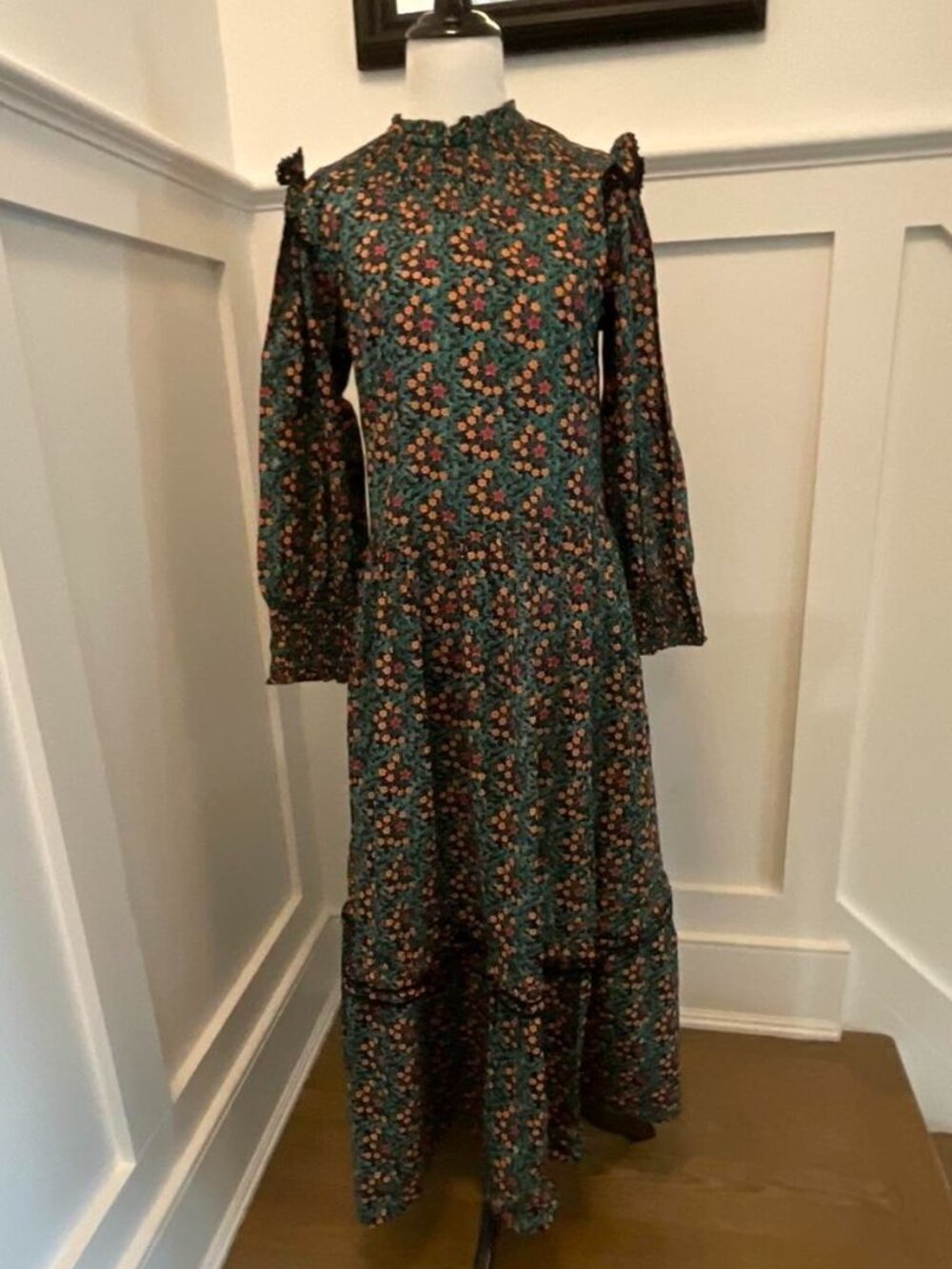 Roller Rabbit Women's Floral Tiered Maxi Dress | High Neck | Size XS | Like New